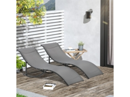 Conjuntos De Espreguiçadeiras De Jardim Em Tecido Com Estrutura Em Alumínio Ergonômica Cor Cinza Escuro 165 X 61 X 63 Cm Ehstmind