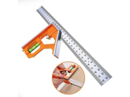 Esquadro Combinado De Aço Inoxidável 300 Mm Para Carpintaria Com Nível Bolha Medições 45/90 Graus