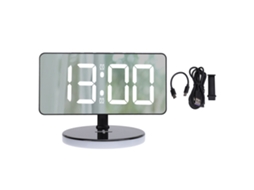 Despertador digital Baok-reloj com espelho em acrílico e luz noturna RGB, 6 níveis de brilho para quarto, sala de estar e casa.
