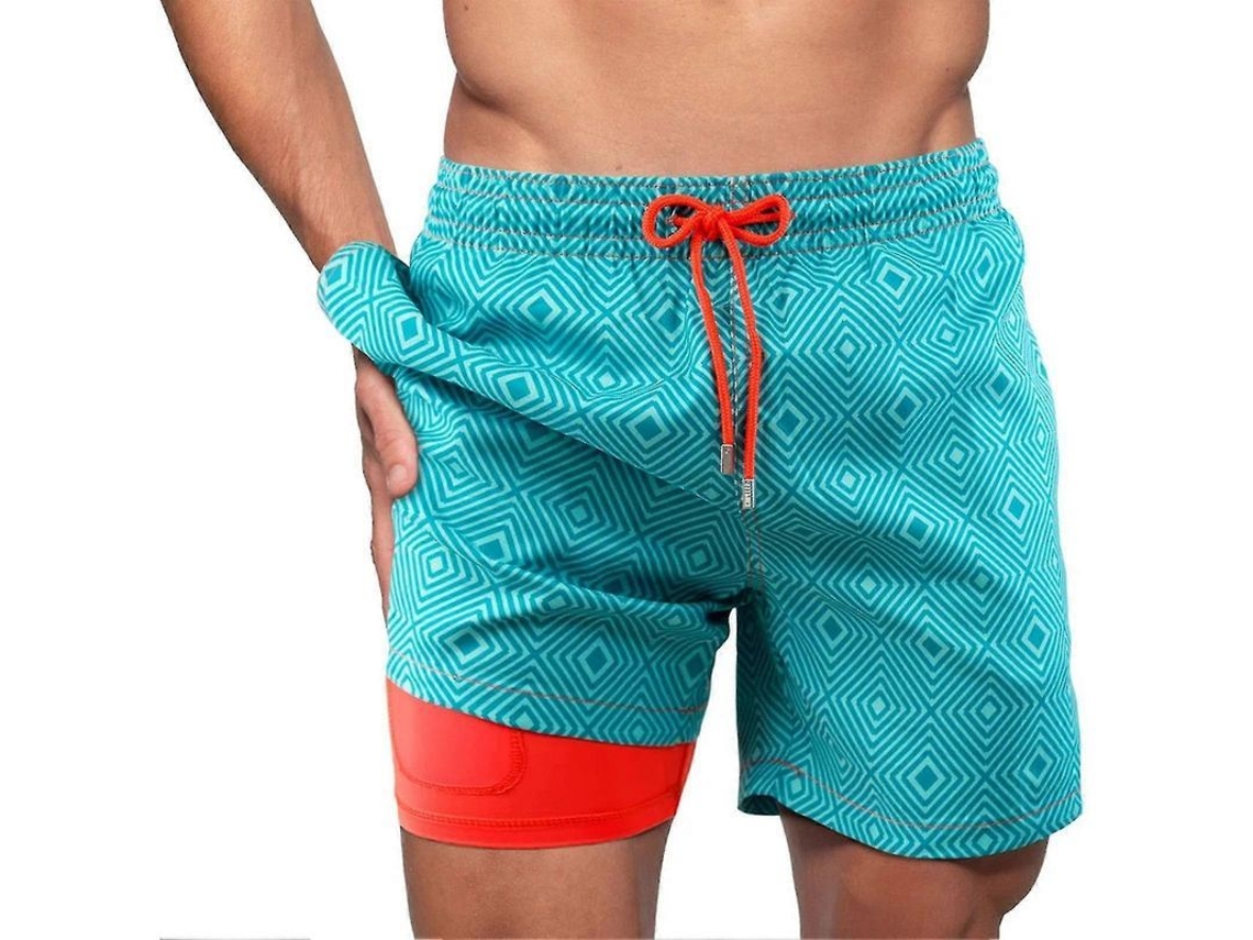 Calcinha De Praia Masculina De Poliéster E Spandex Com Cintura Elástica E Bolso De Drenagem, Ideal Para Praia E Atividades Ao Ar Livre 3