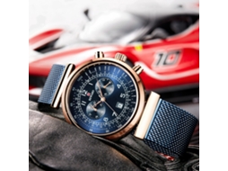 Relógio masculino de quartzo com pulseira de malha de aço, estilo casual de negócios (rosa + azul)