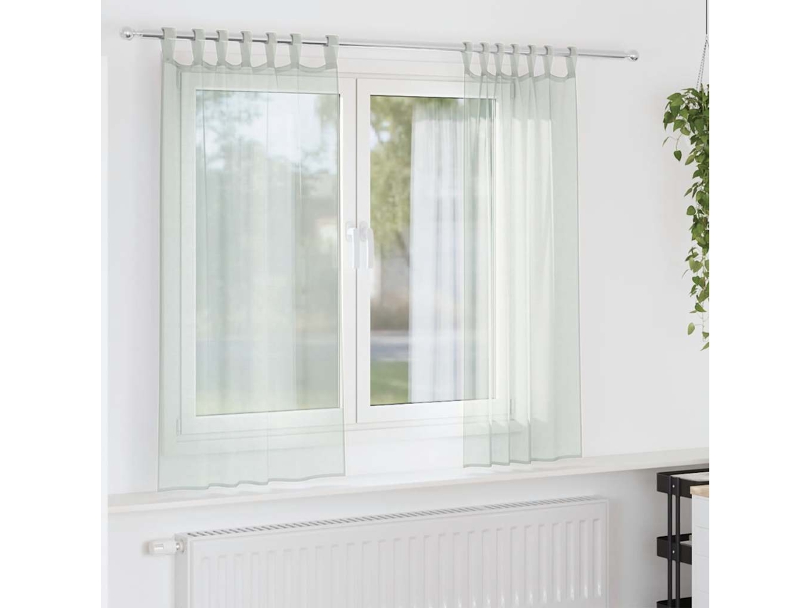 Vidaxl Cortinas De Voile Com Laços 2 Pcs Cinzento-claro 140x175 Cm