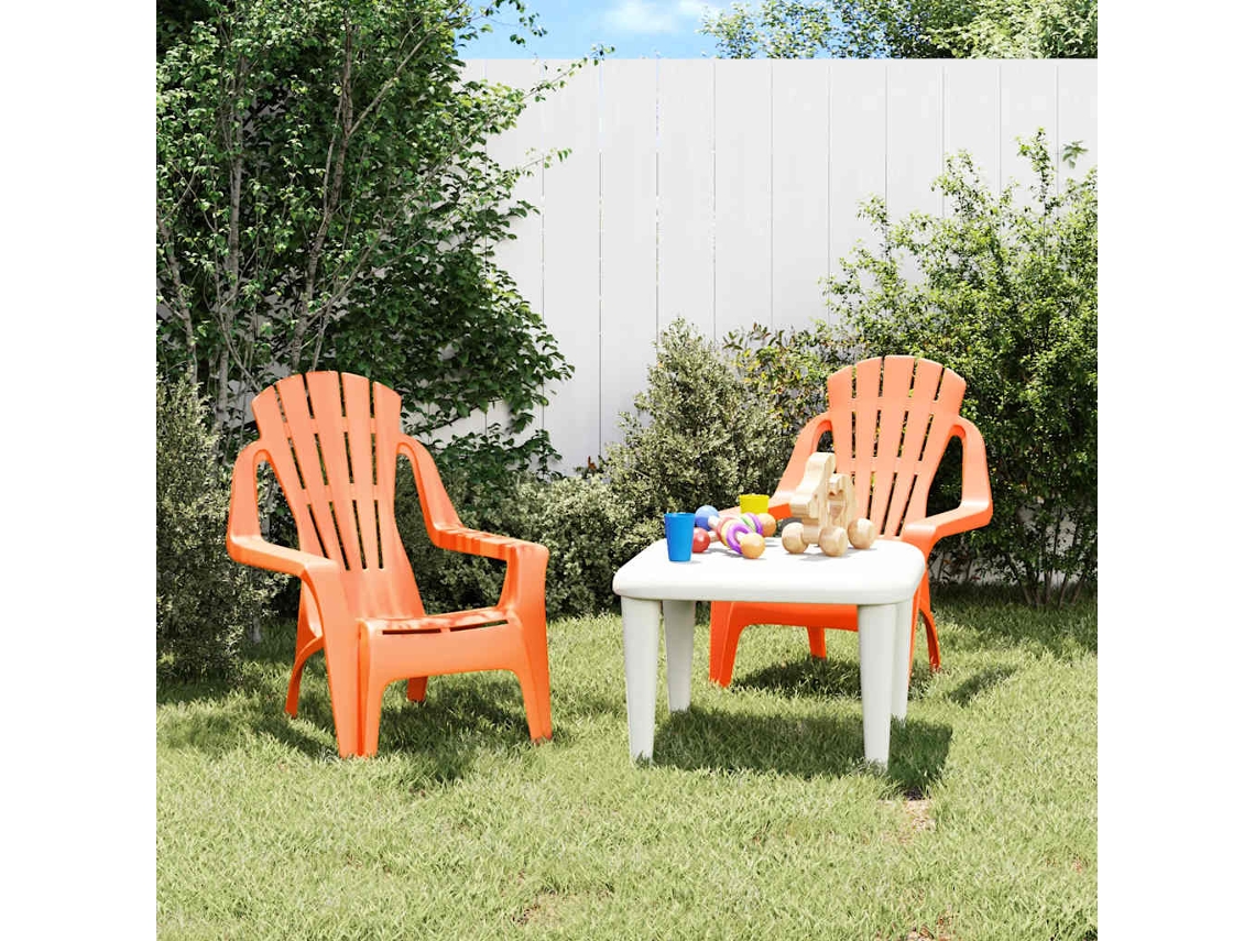 Vidaxl Cadeiras De Jardim Infantis 2 Pcs Pp Aspeto De Madeira Laranja
