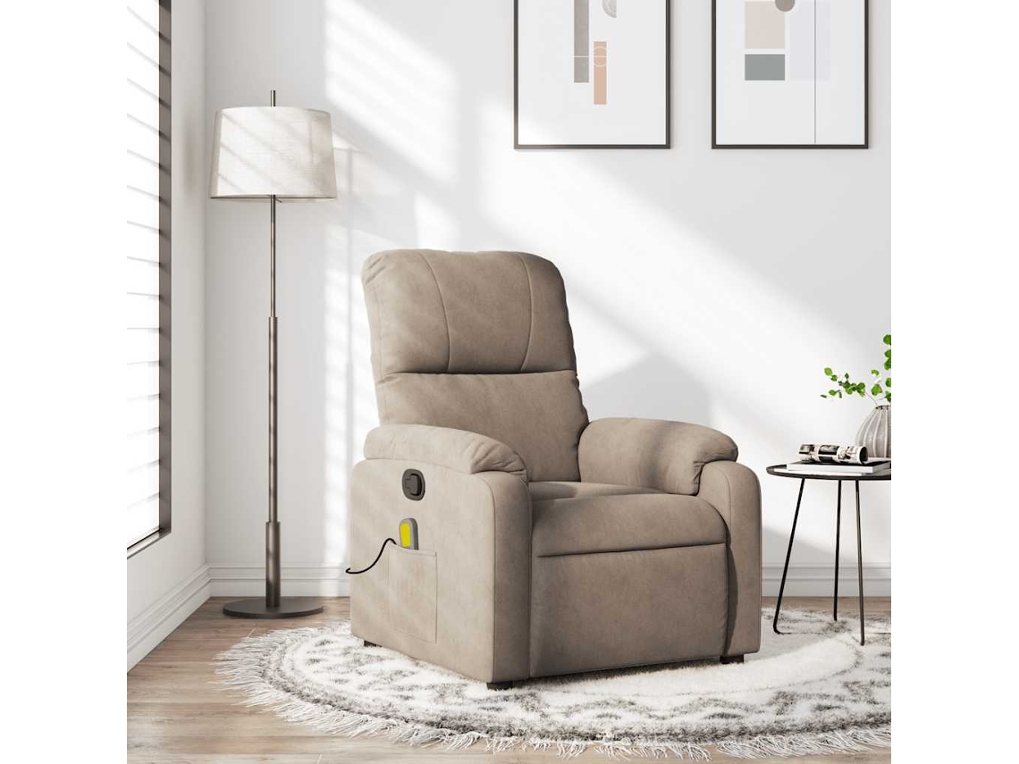 Vidaxl Poltrona De Massagens Reclinável Tecido De Microfibra