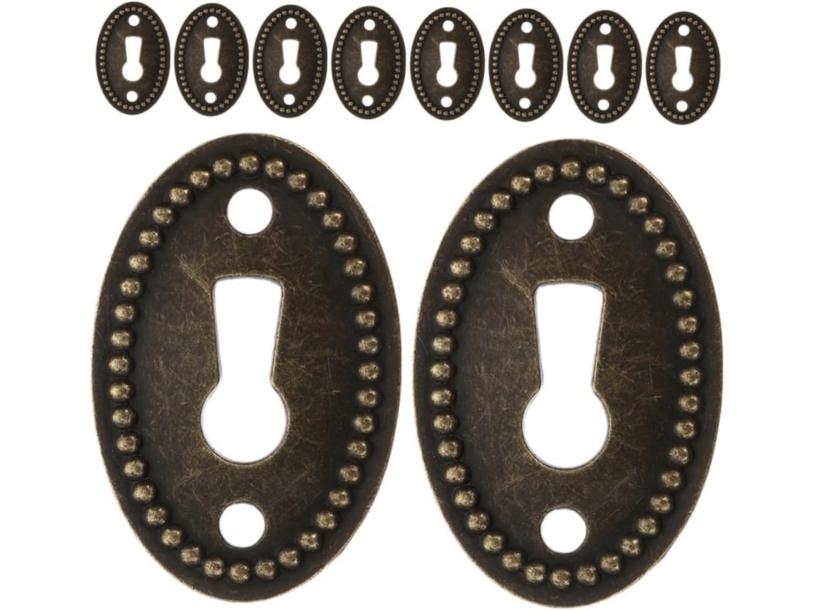 Conjunto De 12 Peças Placas Cobertura Fechadura Oval Estilo Antigo, Ferragens Decorativas Em Liga De Zinco Para Armários