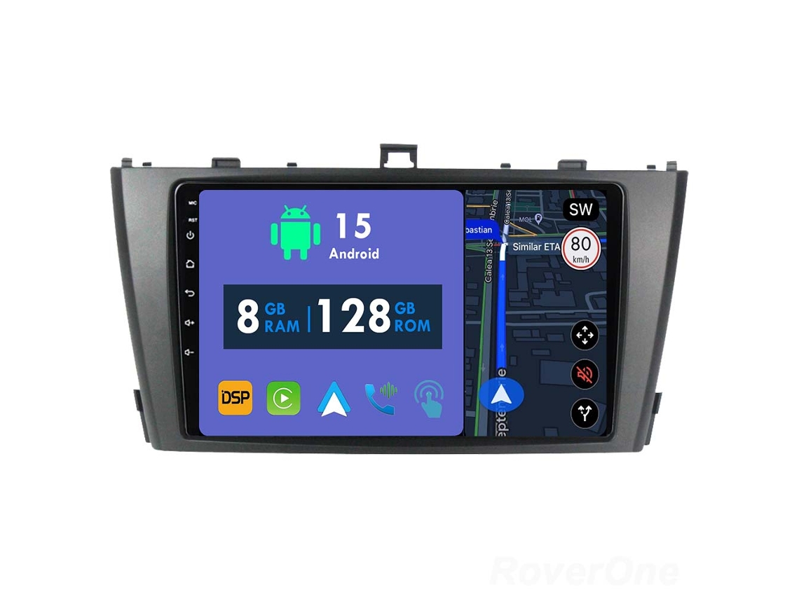 Auto Rádio Carro Bluetooth Autoradio 8GB RAM 128G ROM CarPlay Navegação GPS Ecrã Táctil RoverOne para Toyota Avensis 3 2008-2015  