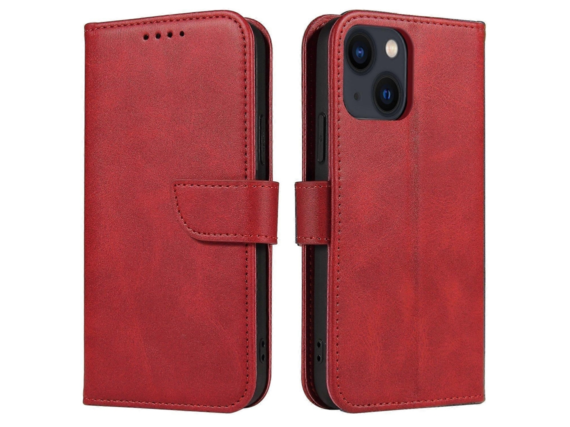 Capa De Couro Com Fivela E Textura De Bezerro Para Iphone 14
