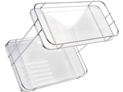 Organizador De Artigos Higiene Pessoal Vicasky Para Mesa, Banheiro, 2 Níveis, Acrílico, Ferro, Prata, Para Mesa De