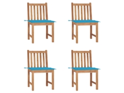 Cadeiras De Jardim C/ Almofadões 4 Pcs Madeira De Teca Maciça Dkd Home Decor