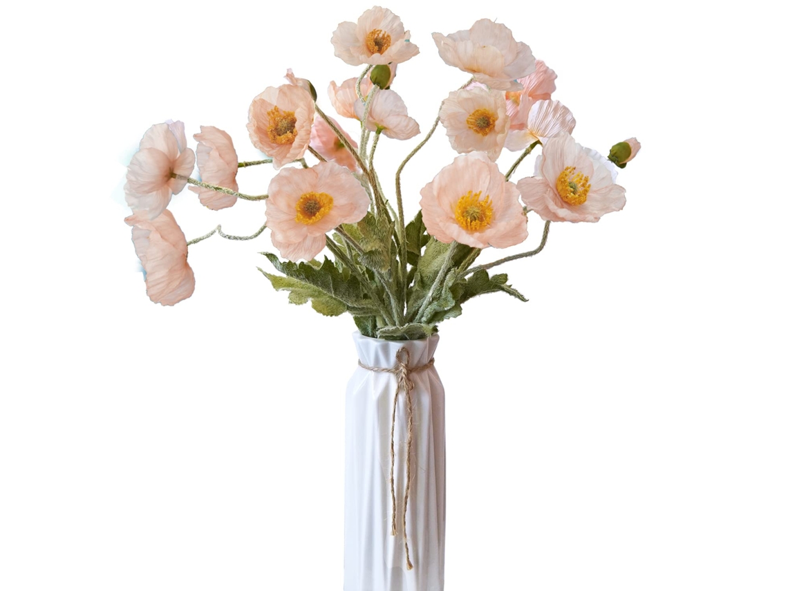 Flores Artificiais 5 Peças De Papoulas Flores Artificiais De Seda Para Casa Escritório Casamento Decoração Ao Ar Livre Ehstmind (champanhe)