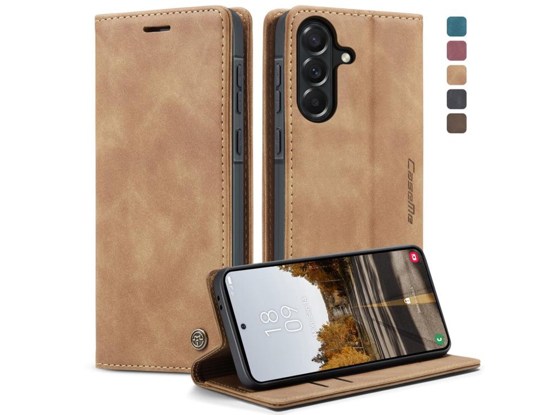 Capa Para Samsung Galaxy A37 5g Multifuncional Horizontal De Couro Marrom