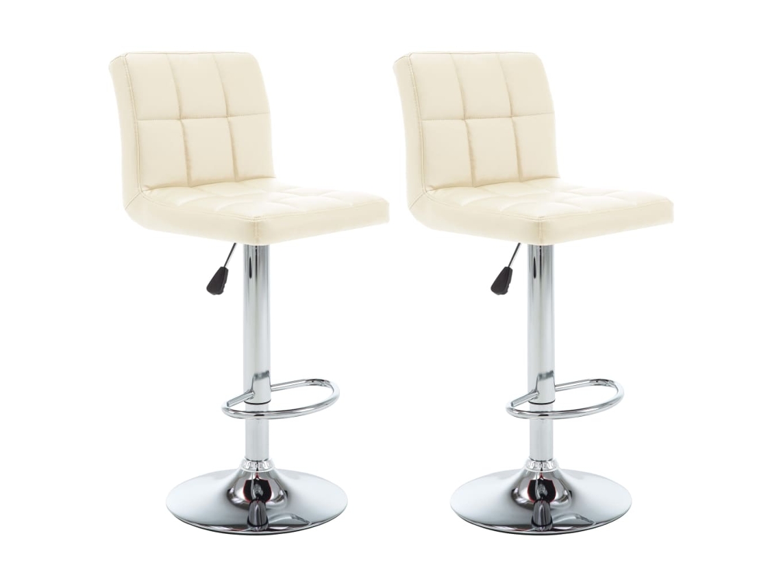 Vidaxl Bancos de Bar 2 Pcs Couro Artificial Cor Creme