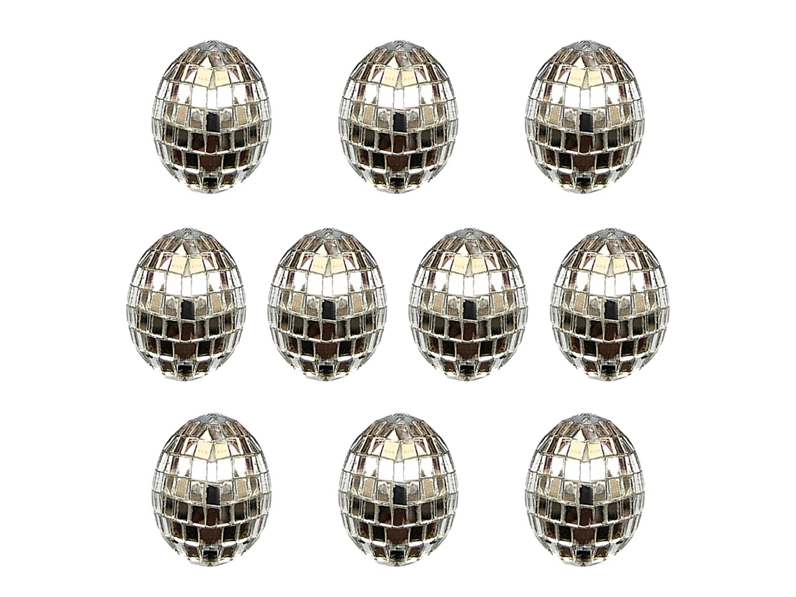 Espelho colorido egg de ressurreição em vidro, pack de 10, prata LAXISCREED