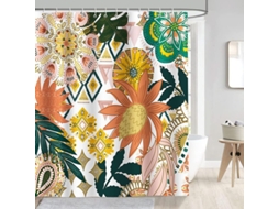 Cortina de Chuveiro Nova Line Flores Folhas 180x180cm S/MARCA
