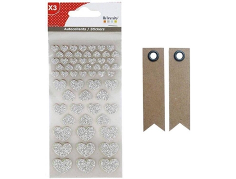 Conjunto 174 Adesivos YOUDOIT Corações com Brilho (18 x 7,5 cm)