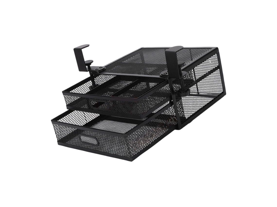Organizador de Mesa com Gaveta Dupla Deslizante em Metal para Escritório e Casa BRILVIBERA