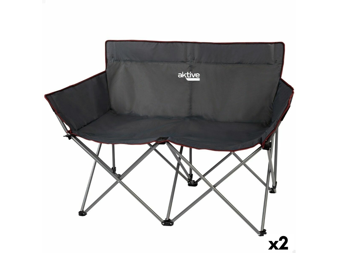 Conjunto 2 Sofás AKTIVE 12667 2 Lugares (Preto - Aço - 63 x 107 x 88 cm)