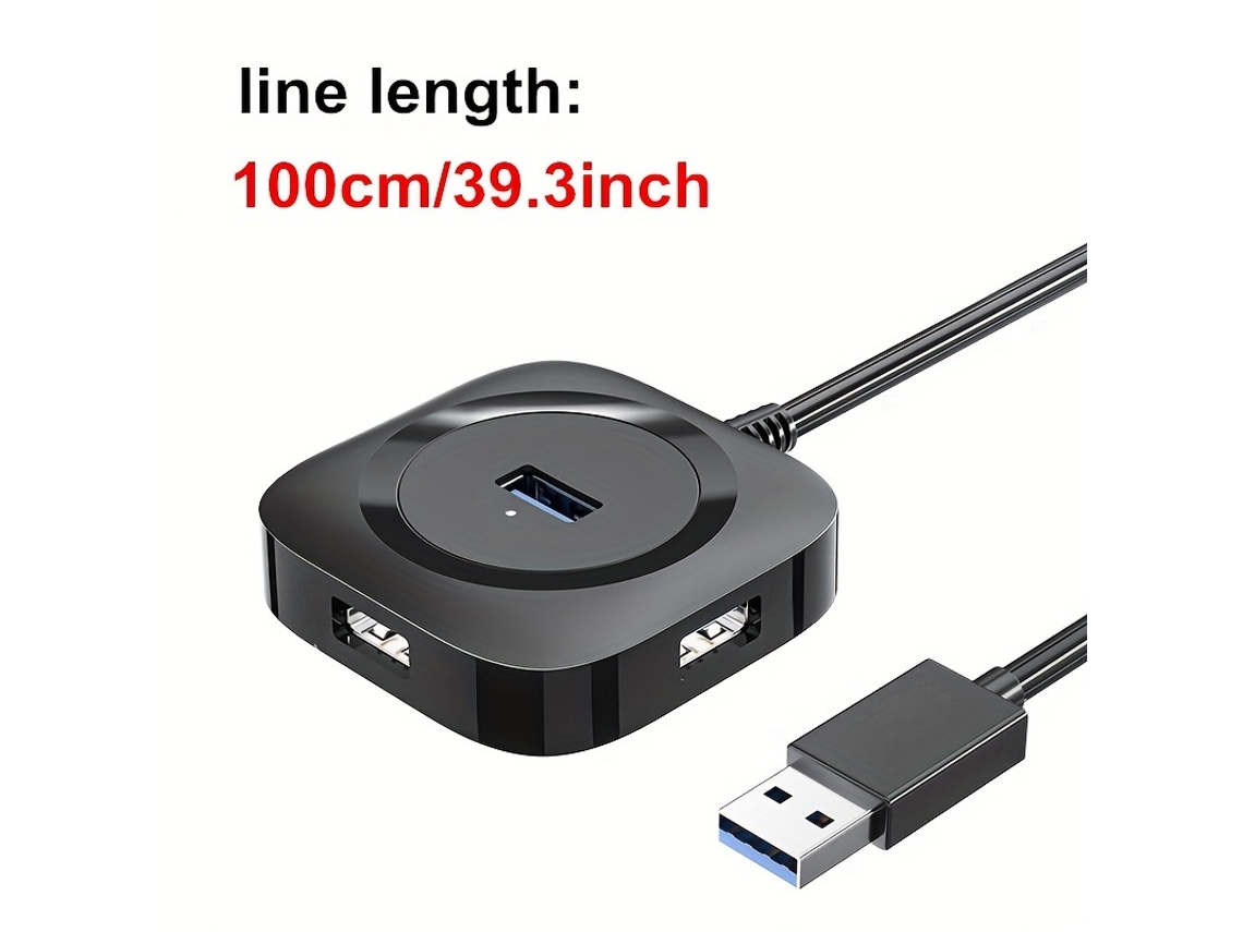 Yizhood Docking Station Hub de computador Plug Play USB3.0 Cabo divisor Hub Uso doméstico Preto