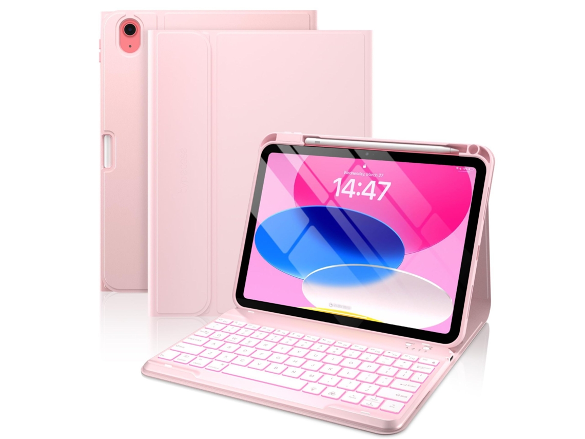 Capa Teclado Bluetooth Czhhmart Para Ipad Pro 11 (2018/2020/2021/2022) Polegadas, Con Teclado Retroiluminado Magnético (rosa)