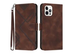 Capa Para Iphone 15 Pro Max Pele Sintética Castanho