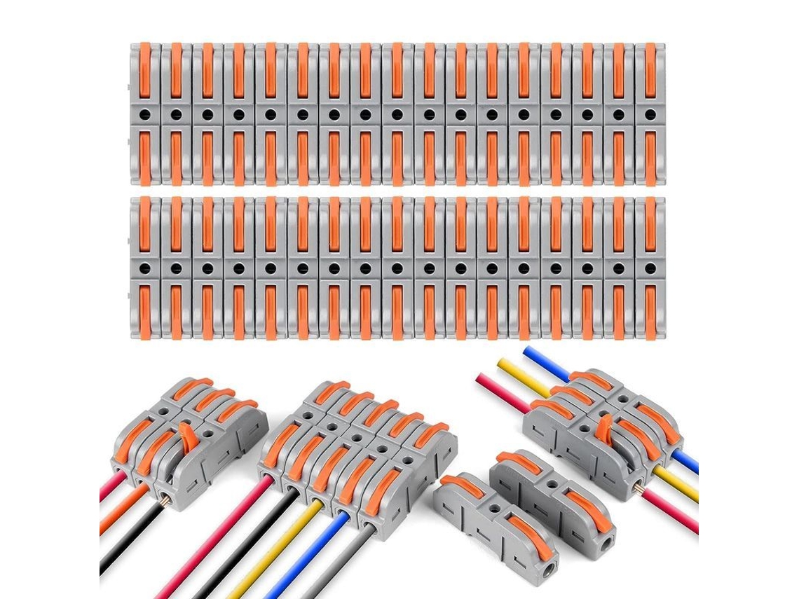 Conectores elétricos rápidos YURU, 34 peças, 1 fio, 2 entradas, ignífugo