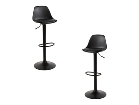 Conjunto 2 Bancos Tulipa Black REGALOS MIGUEL (Couro Sintético - Preto - 95x31x31cm)