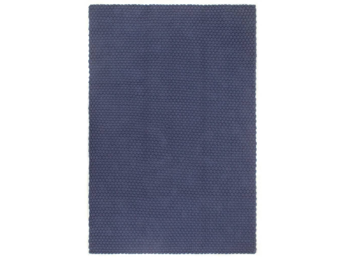 Vidaxl Tapete Retangular Natural 160x230 Cm Algodão Azul Marinho