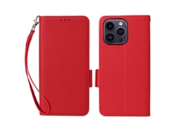 Capa Textura Lichia Pega Para Iphone 15 Pro Max Pele Sintética Vermelho