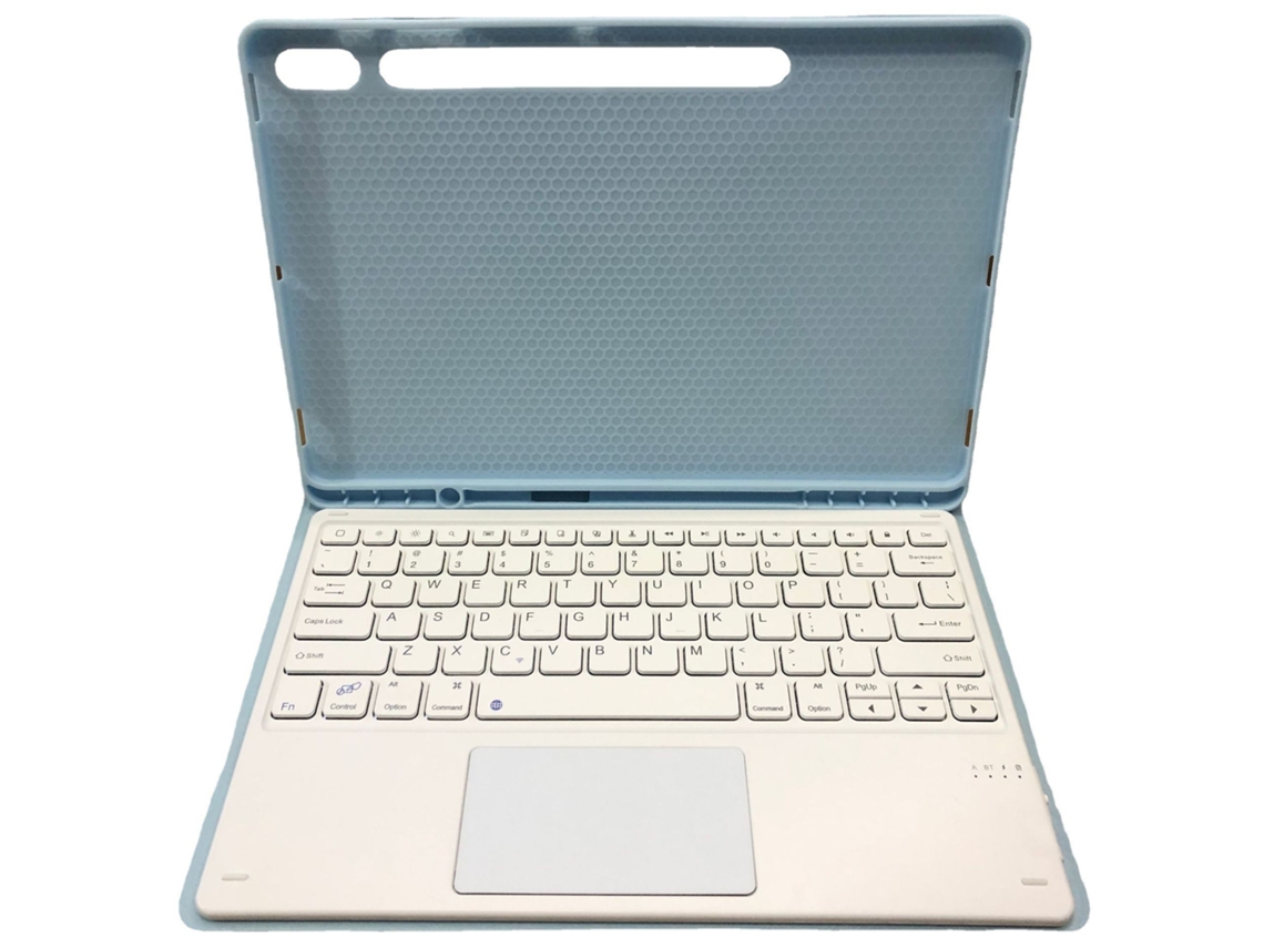 Capa de Teclado Bluetooth para Samsung Tab S7fe 12.4t730/t735 Teclado Bluetooth Touch Magic Keyboard,português, Azul Celeste e Branco XIAOMOYU