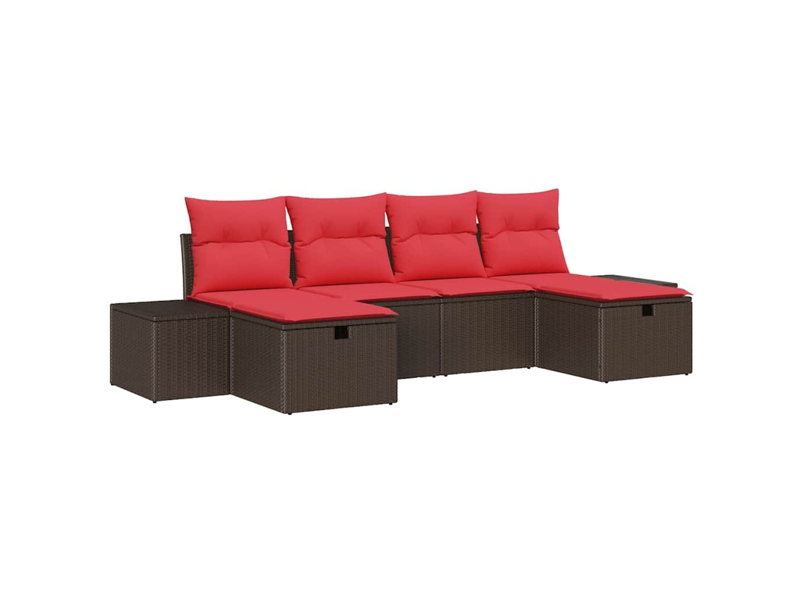 Maison Exclusive - Conjunto De Sofá De Jardim 6 Unid. Castanho Vime Pe