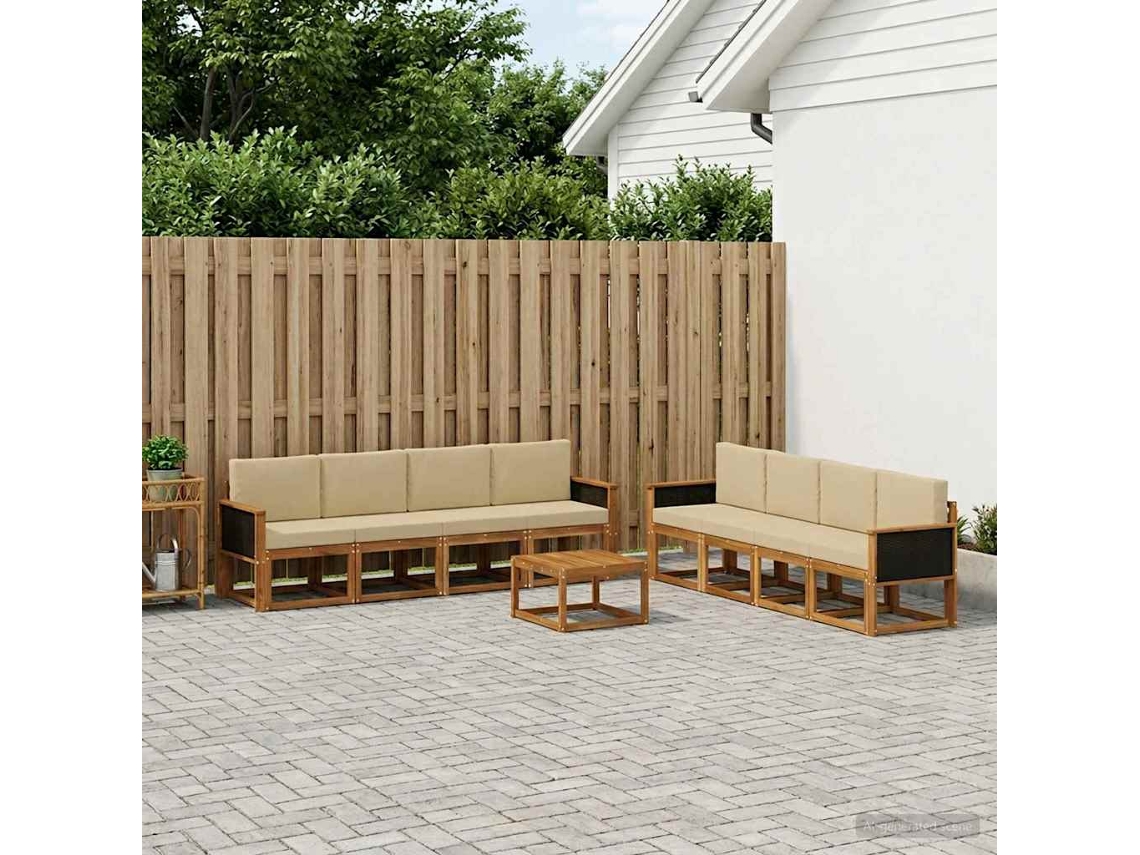 Vidaxl Conjunto De Sofás Para Exterior 9 Unid. Natural