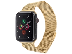 Bracelete para Apple Watch 46/49/45/44mm Titânio Milanês Magnético de Seção Dupla Dourada XIAOMOYU