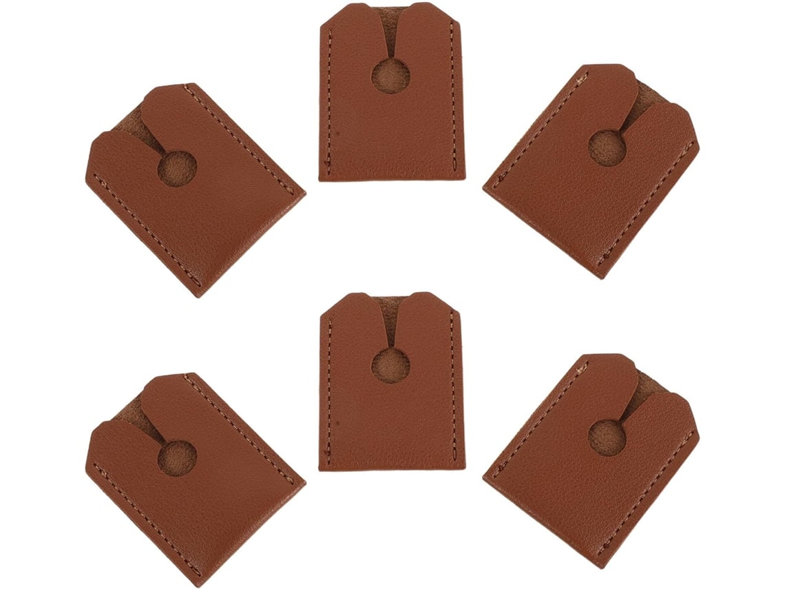 Conjunto De 6 Peças Com 6 Capas Protetoras Em Couro Pu Marrom Para Navalhas