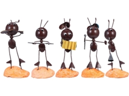 Kit de 5 Formigas Decorativas de Ferro Marrom, Criativas para Mesa e Escritório, Escultura Exclusiva de Formiga em CHABERLU