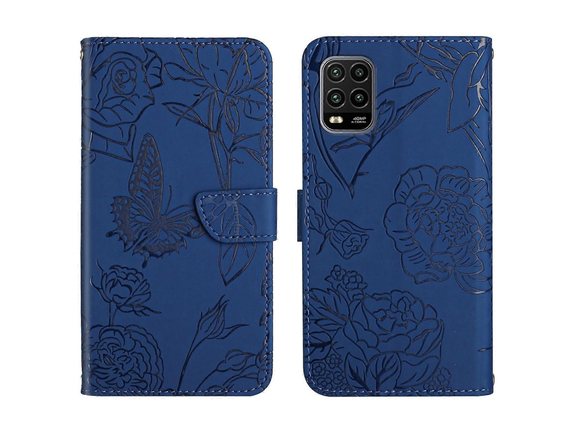 Capa De Celular Em Couro Sintético Com Textura De Borboleta E Peônia Para Xiaomi Mi 10 Lite 5g.
