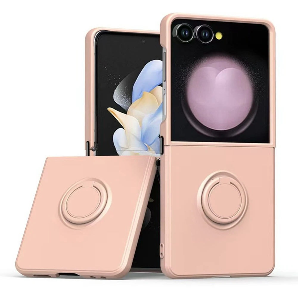 (rosa, Galaxy Z Flip6) Capa De Celular Elegante Em Silicone Fosco, Resistente A Impactos, Com Suporte Magnético Para Carro.