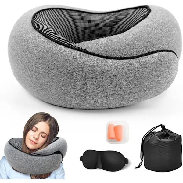 Travesseiro Cervical Cinza, em Espuma Viscoelástica, para Aviões AQUAFORGE