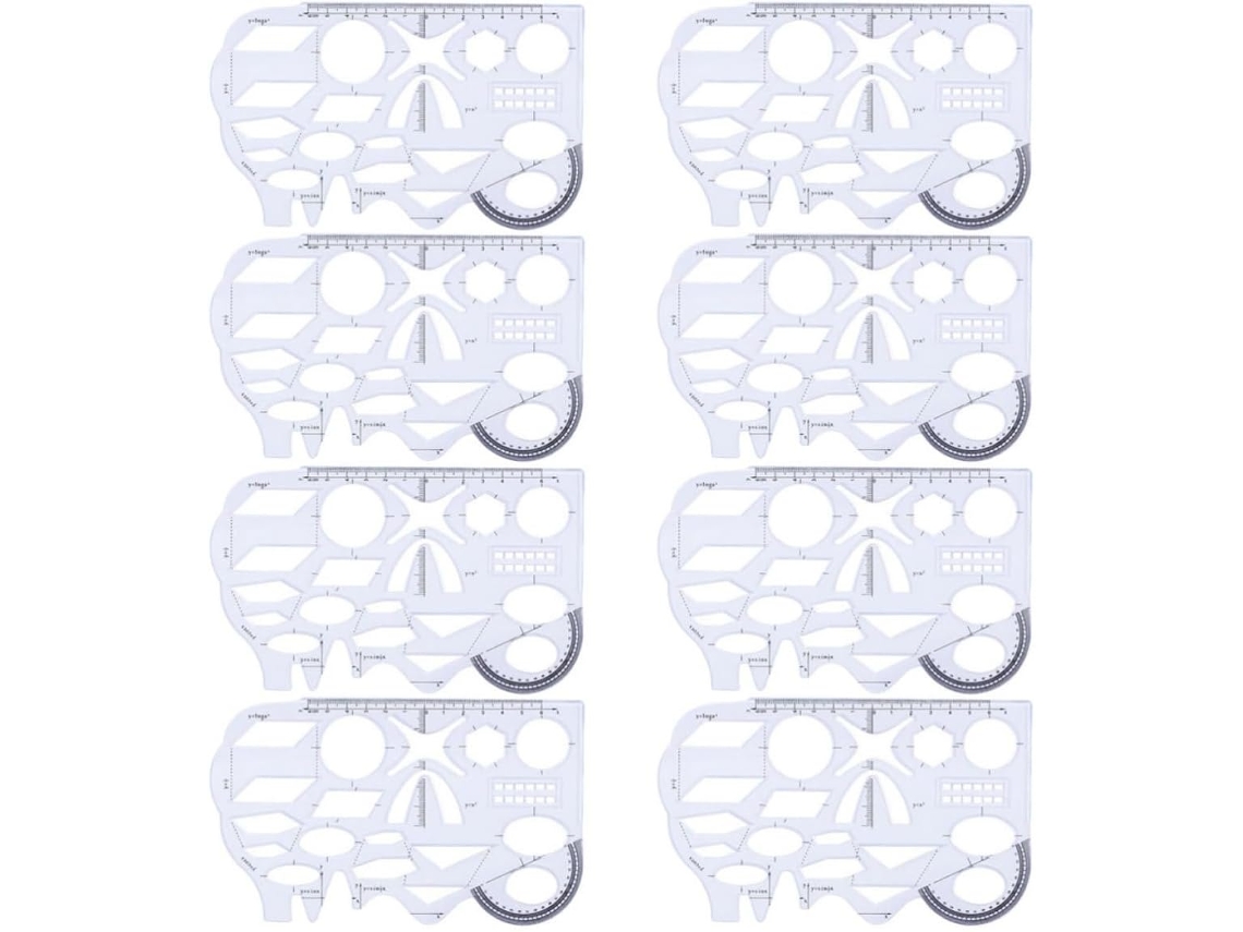 Lurelia Régua Transparente Multifuncional 8 Peças Plástico Para Bebés E Crianças