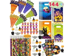 Conjunto de Papelaria com Tema Halloween, 144 Peças Presentes para Crianças e Festas, Ergonômico, Uso Diário STELASPLEN (24 Pacotes)