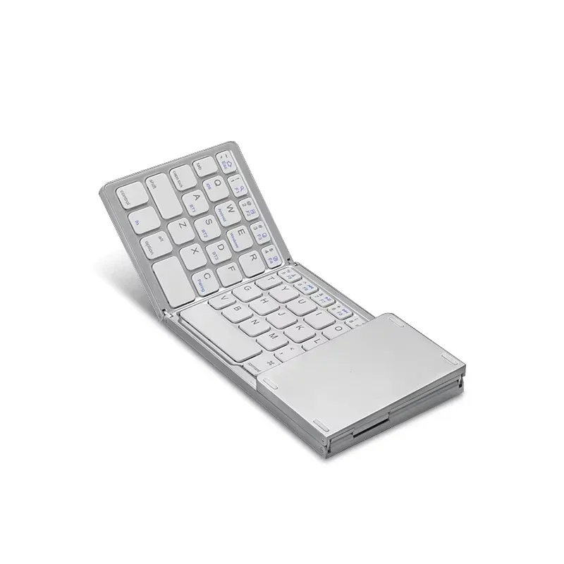 Teclado Bluetooth Triplo Prateado , Recarregável para Android, Ios e Windows MDUG (português e Inglês)