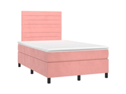 Cama Boxspring com Colchão 120x190 Cm Veludo Rosa MAISON EXCLUSIVE