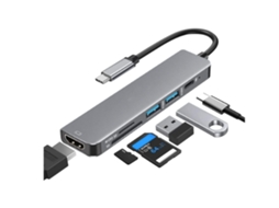 Hub Usb C 6 Em 1 Para Hdmi, 4k Hdmi, 1 Usb 3.0/1 Usb 2.0, 60w Pd Carregamento, Micro Sd/sd Reader, Para Macbook Etc Preto Bestvite