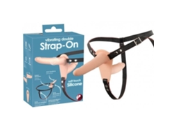 Strap-on Vibratório Recarregável Duplo Dildo Bege