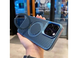 Suporte Casa Magsafe Para Iphone 12 Pro Max Pele Sintética Azul