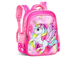 Mochila Infantil Unicórnio Grande com Estampa Rosa Vermelha BRILVIBERA