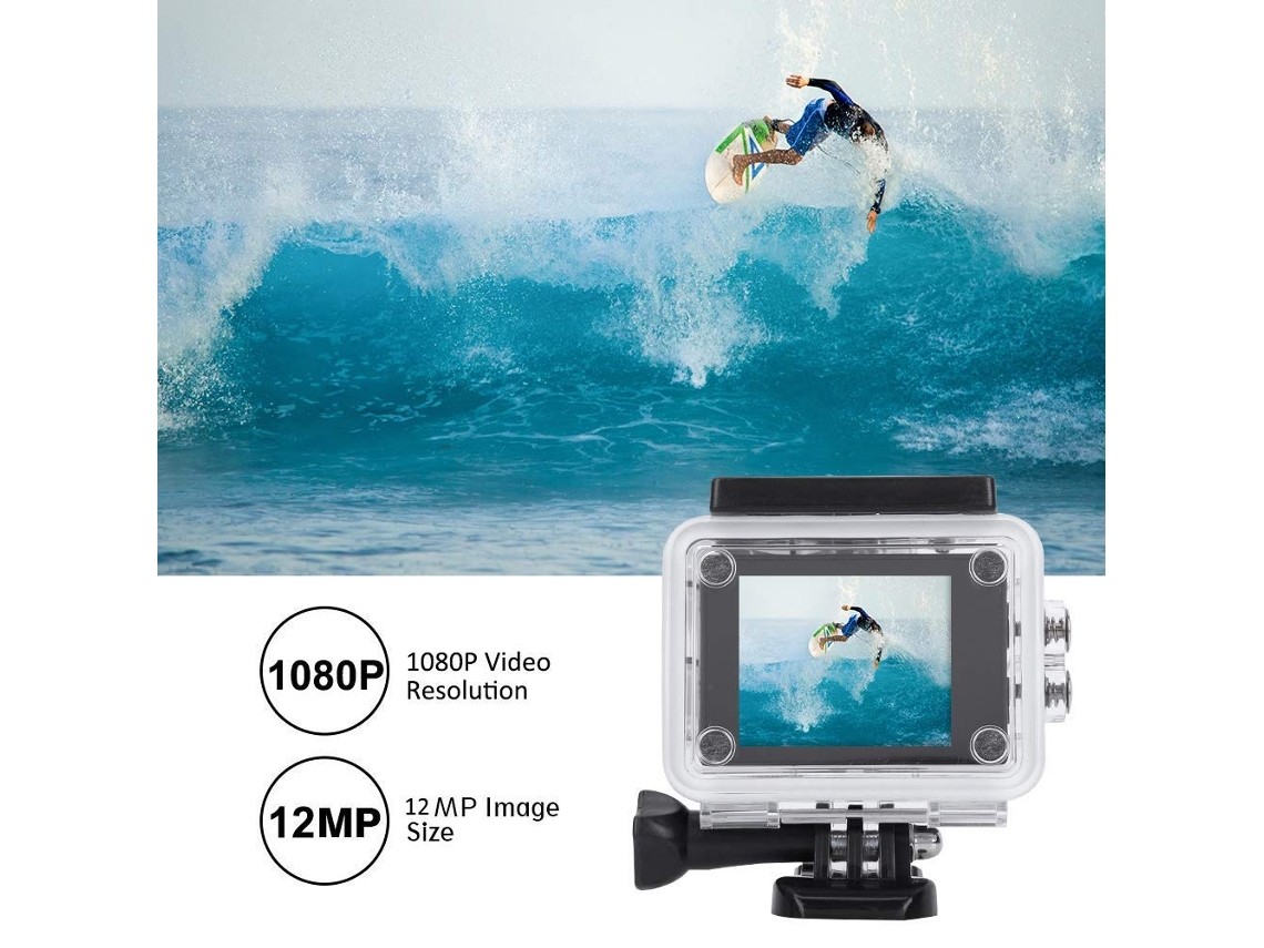 Action Cam Tft Lcd Full Hd 1080P com Baterias Recarregáveis 900 Mah e