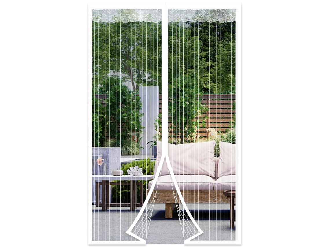 Moustiquaire Magnética Para Porta De Sacada 120x210cm,tela Ultra Fina,fechamento Magnético Sem Furos,para Varanda,quarto,branco Btforus