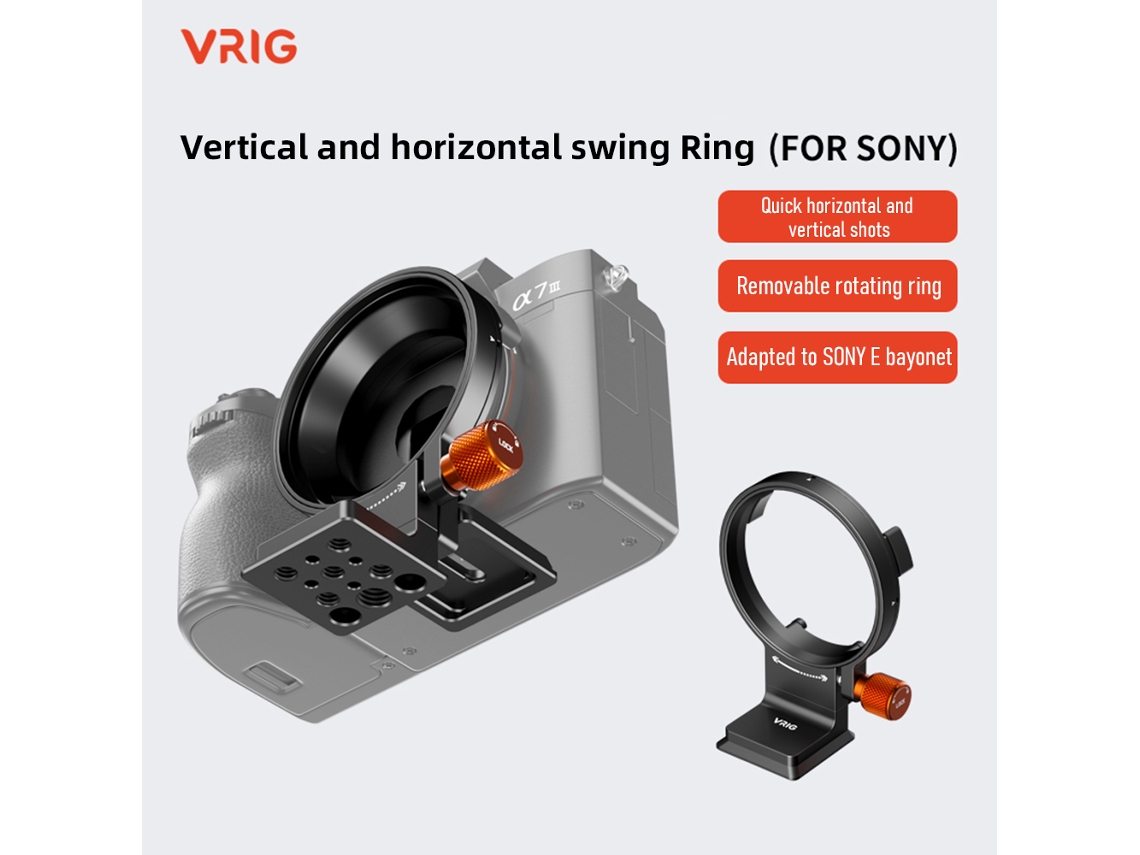 Anel De Montagem Para Tripé Giratório Vrig 65,9mm Com Placa De Liberação Rápida Compatível Com Sony A6000/a6100/a7s/a7c/fx30/zve-1/zve-10