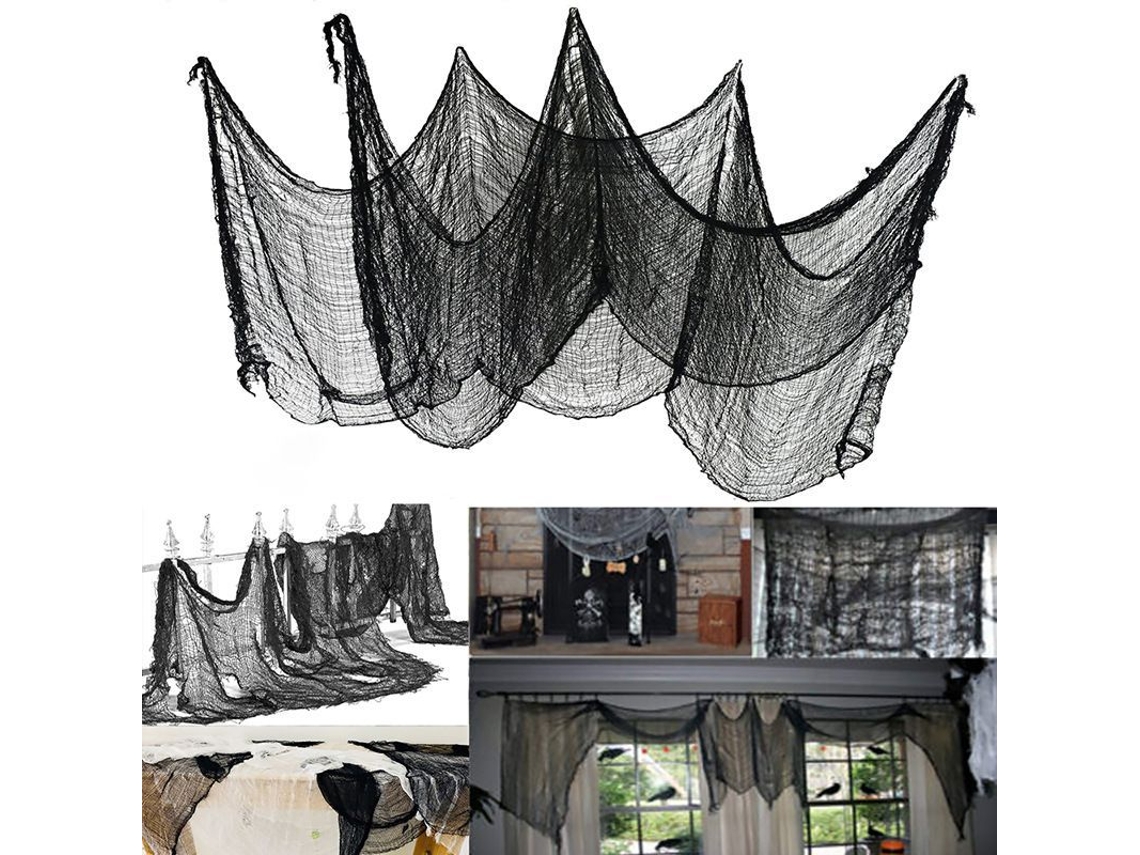 Têxtil Nova Line de 5 peças preto 76×198cm decoração de Halloween creepy para interior e exterior