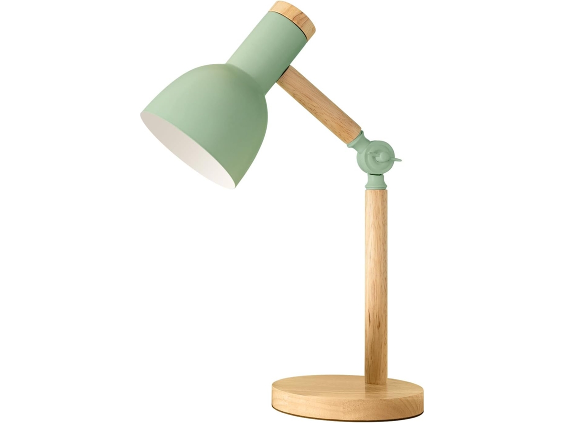 Lâmpada Mesa Madeira Verde Ajustável E27 12w Luz Quente, para Crianças Quarto/sala ZYBLSSBB
